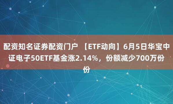 配资知名证券配资门户 【ETF动向】6月5日华宝中证电子50ETF基金涨2.14%，份额减少700万份